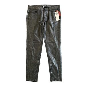NWT FC Metallic Silver Snakeskin Skin Tight Pants 8 M Zip Ankle Mobwife Edgy
